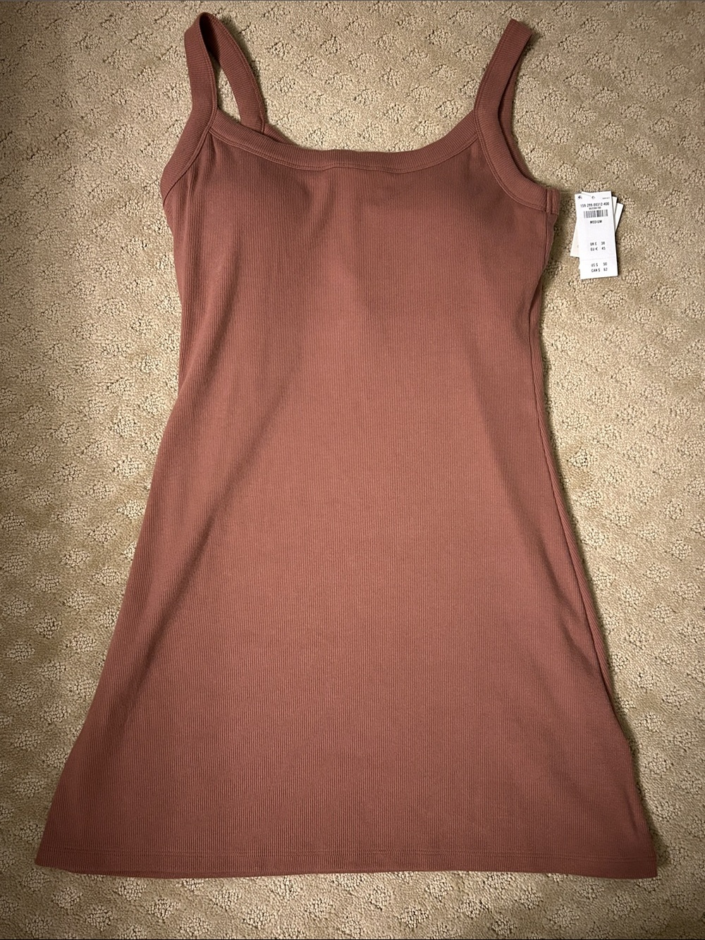 Abercrombie Bra-Free essential 90s ribbed mini dress, Medium NWT